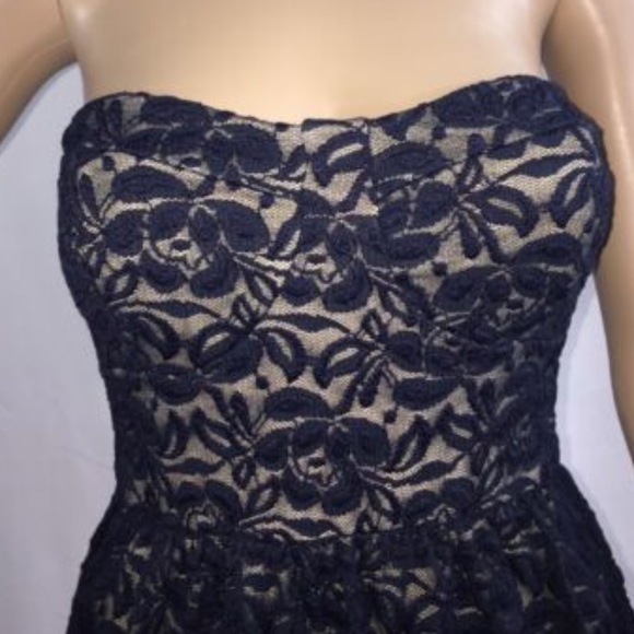 Strapless Navy Blue Lace Dress Medium - Picture 2 of 6